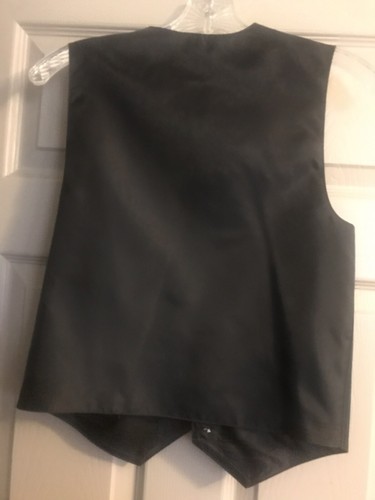 George Young Boys Size 12 Suit Vest Light Gray Blue Pinstriped 4 Button