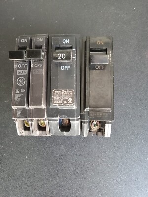 GE UQ633 Circuit Br 2x 20Amp 1 Pole THQL (thick), 2 Pole 50 Amp (thin) LOT OF 3