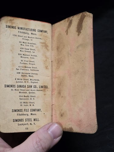 1914 Simonds MFG CO Fitchburg Ma Guide For Carpenters.
