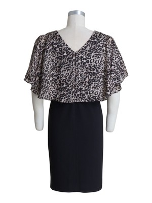 CONNECTED APPAREL Womens Black Caped Sleeveless Sheath Dress Petites 6P