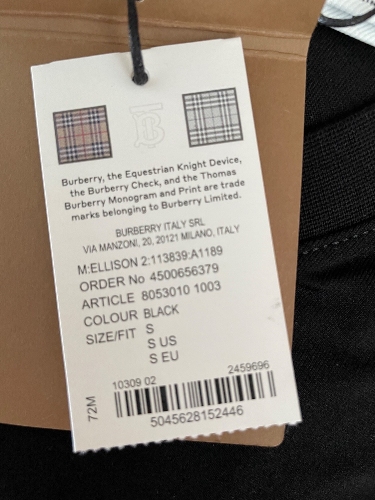 Pre-owned Burberry 8053010 Graphic Print Ellison Black T-shirt, S, M