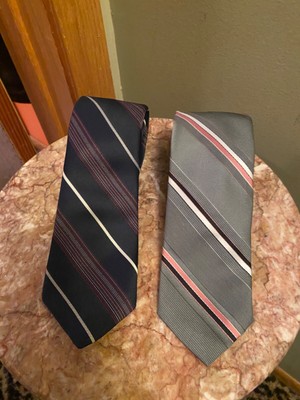 Set of 2 Vintage Short Austin Manor Carlo Mantini CM Striped Tie Gray Pink 54.5 
