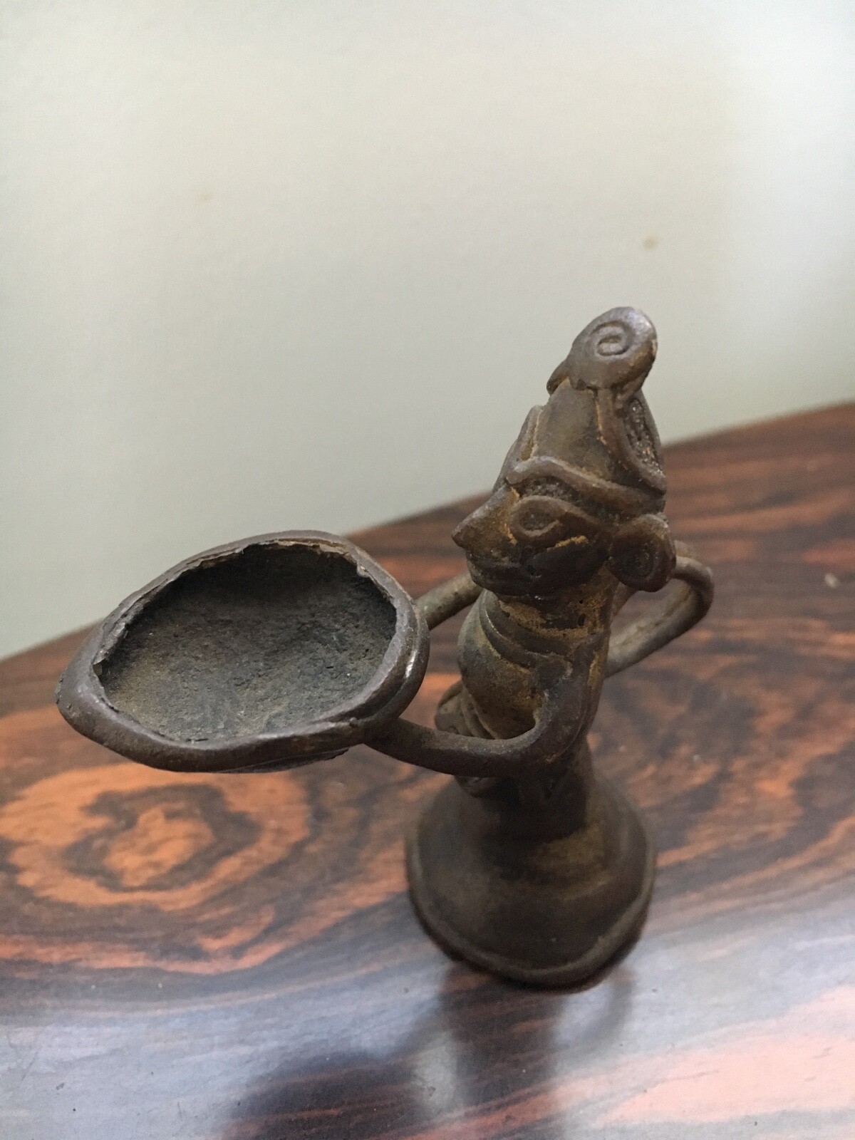 Antique Mayan Snuff Bowl Figurine Central America Artifact