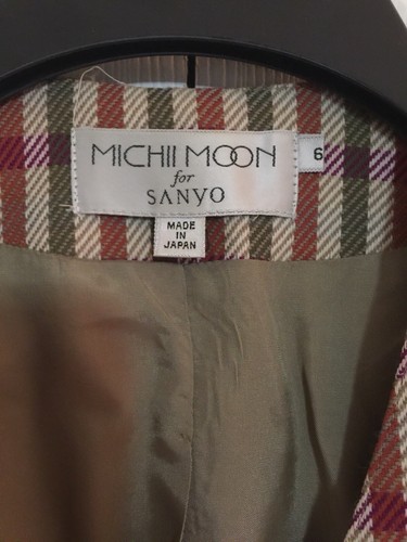 Vintage MICHII MOON Jacket For Sanyo Pure Wool  Plaid  Size 6