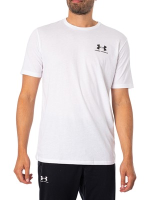 

Мужская футболка в спортивном стиле с левой грудью Under Armour, белая, Белый, 1326799-100