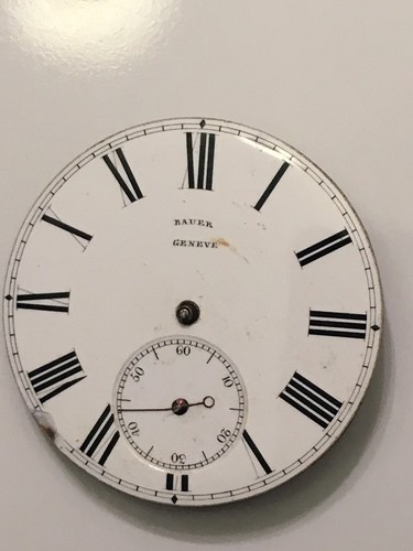 Rare Antique Bauer Geneve Keywind Pocket Watch Movement Dial Steampunk