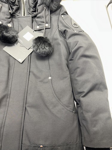 Pre-owned Moose Knuckles Women's Stirling Down Parka Jacket With Fur Trim Hood, Black Sm