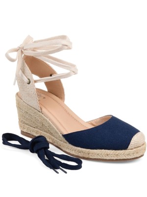 

JOURNEE COLLECTION Женские темно-синие эспадрильи на платформе 1/2 дюйма на танкетке Monte, Navy, MONTE-WEDGE