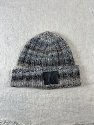 Emporio Armani Knit Beanie Hat Neutral Ombré Size Medium