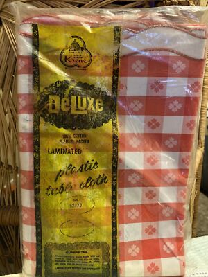 VINTAGE CAPITOL KRENE TABLECLOTH 70'' ROUND MADE OF BAKELITE COTTEN BACKED