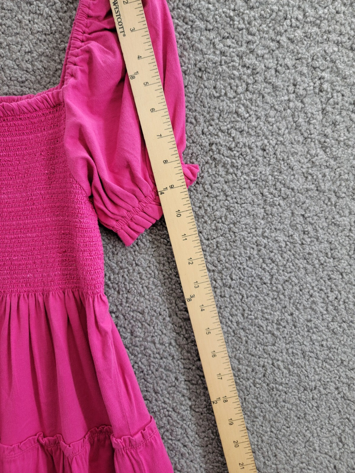 Polo Ralph Lauren Smocked Jersey Dress Big Girls XL (16) Pink Square Neck S/S - Picture 5 of 16