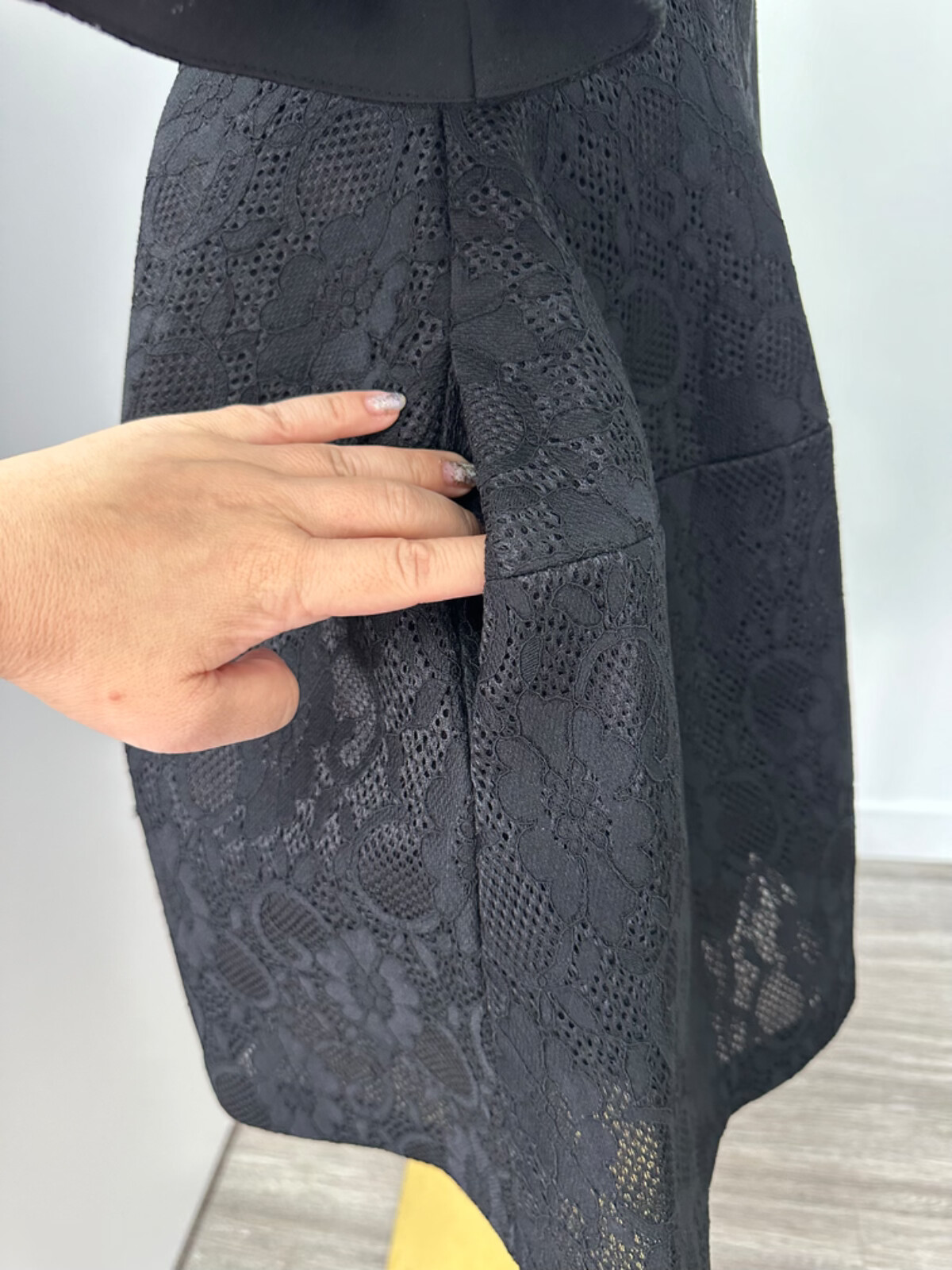 Pre-owned Edward Cc1  Achour Paris Black Lace Dress Coat Jacket Crystal Buttons Sz 34