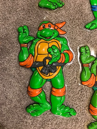 Vintage Teenage Mutant Ninja Turtles Plastic Wall Hangers Lot Of 6