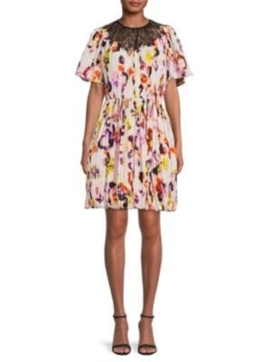 Женское бежевое платье JASON WU с кокеткой на подкладке и коротким рукавом Short Fit + расклешенное платье-клеш 10