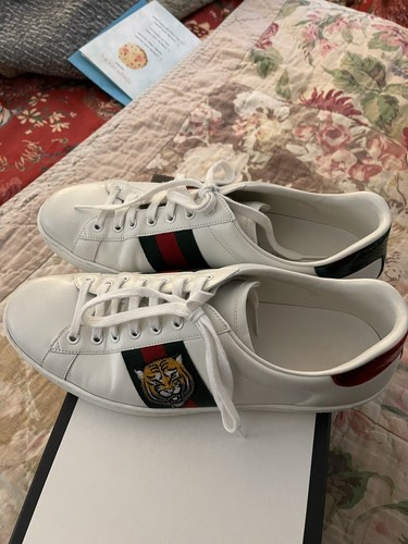 Gucci Ace white leather low top men's Tiger Web sneakers