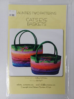 AUNTIES TWO ''CAT'S EYE BASKETS AT295'' Sewing Pattern & Instructions New