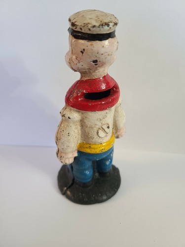 Repo Popeye Sailor Man Bank Cast Iron Paper weight figure