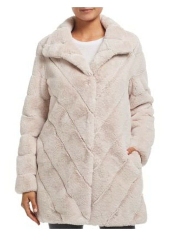 CALVIN KLEIN Womens Beige Faux Fur 