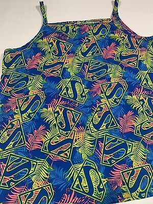 Supergirl Spaghetti Strap All Over Print Tank Top - XL (14/16) or Women s Small