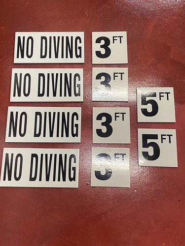SWIMMING POOL Ceramic Smooth Tile Safety Depth Marker -10 Tiles In All - NEW