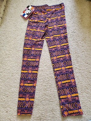 D-Signed Purple Orange Pattern Pants Leggings Girls Medium