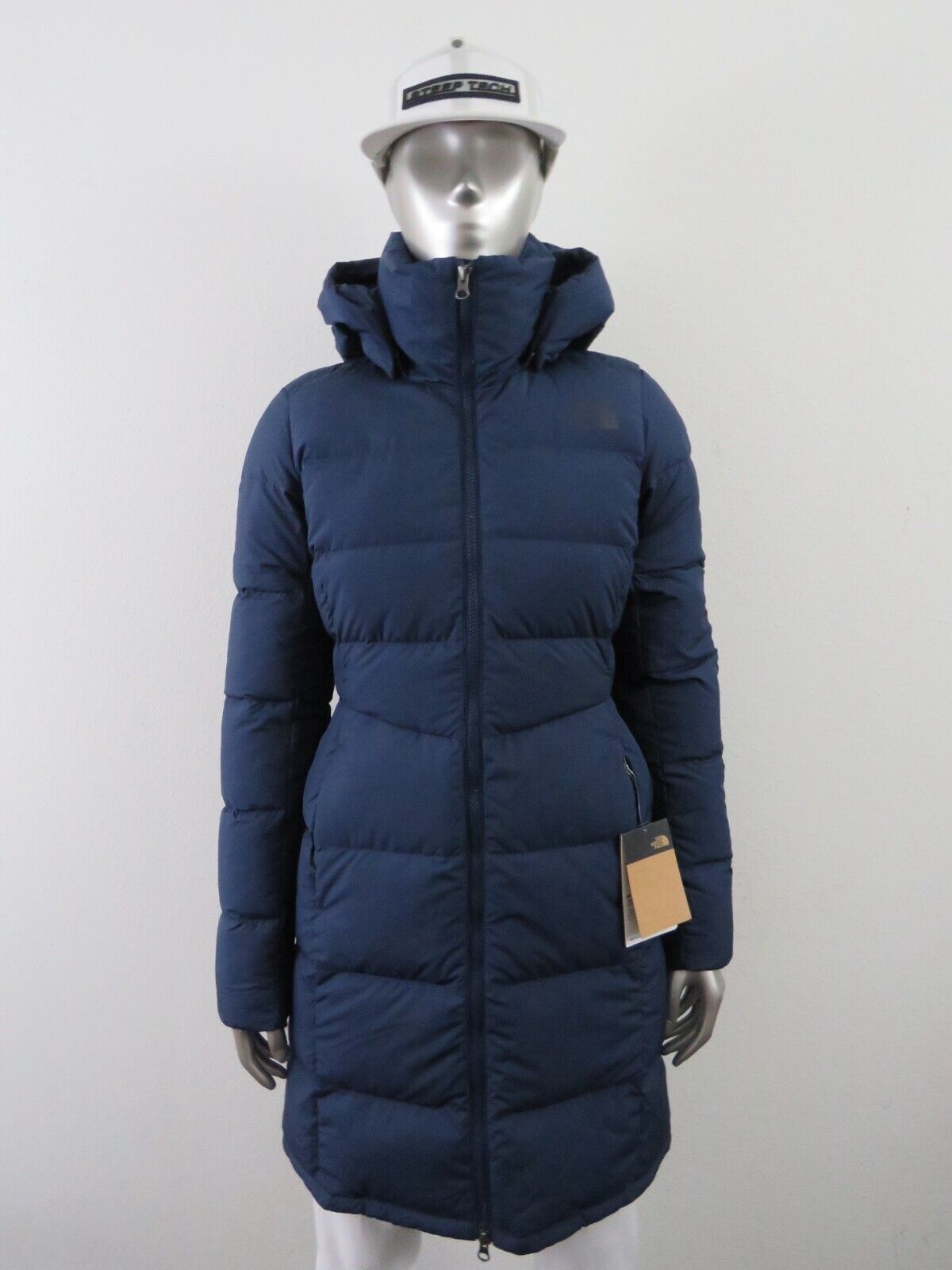 Pre-owned The North Face Womens  Metropolis Parka Long Down Warm Jacket - Summit Navy In Summit Navy Blue / Asphalt Grey Logo