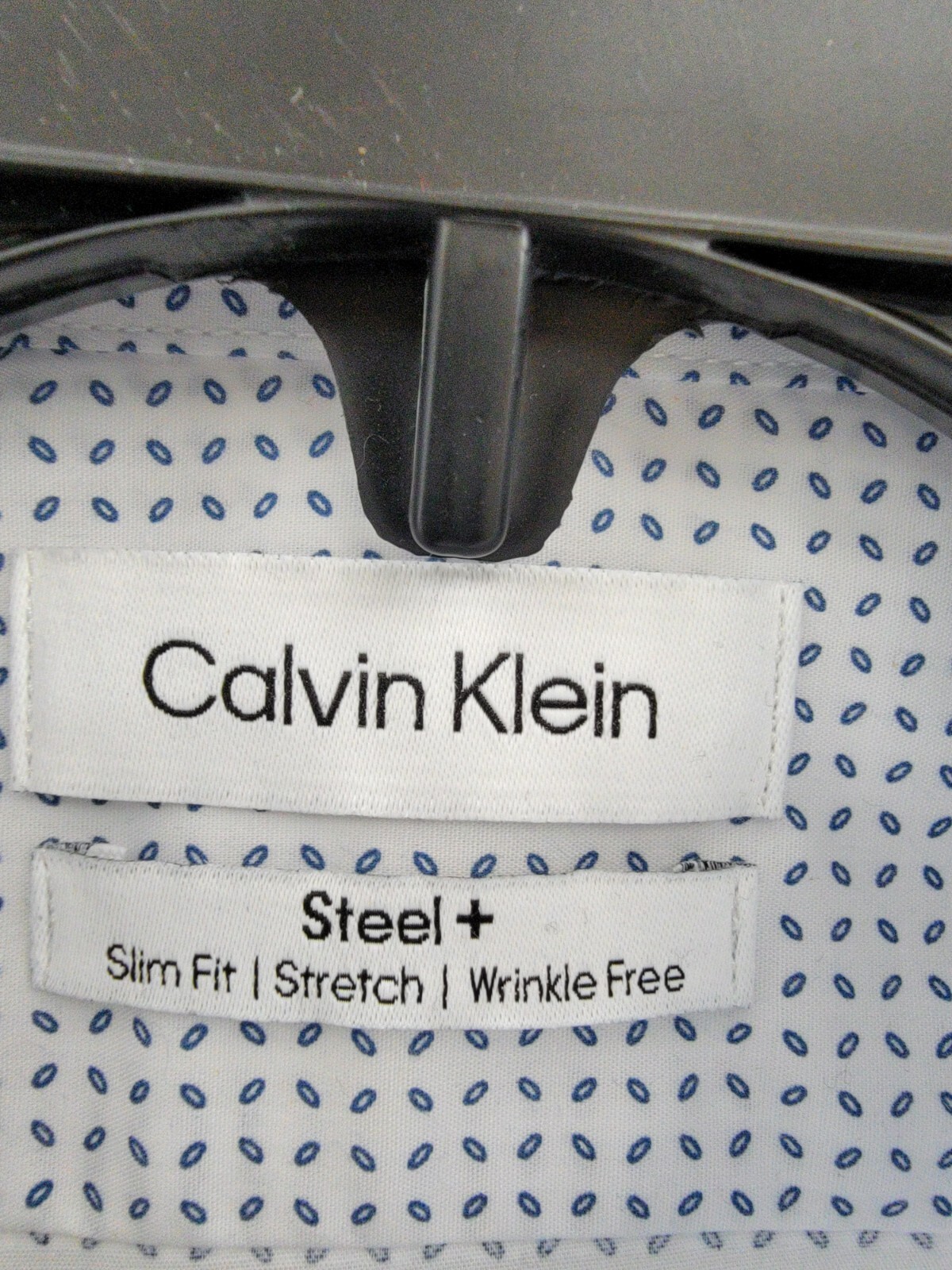 Calvin Klein Steel Plus Slim Fit Stretch Dress Shirt Men's 14.5 32-33 White/Blue - Picture 11 of 16