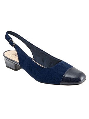 

TROTTERS Womens Blue Flex Gore Padded Dea Block Heel Leather Slingback, Синий, T7001235-2