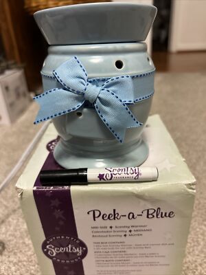 Scentsy Peek A Blue Premium Mid-Size Wax Warmer Baby Boy Personalize Retired New