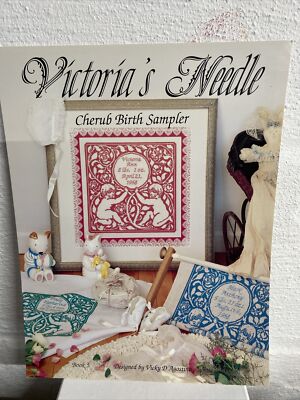 VTG Victorian Cherub Birth Sampler Cross Stitch Pattern from Victoria's Needle