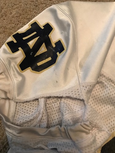 TEAM ISSUED USED NOTRE DAME FOOTBALL UNDER ARMOUR WHITE PRACTICE JERSEY #23
