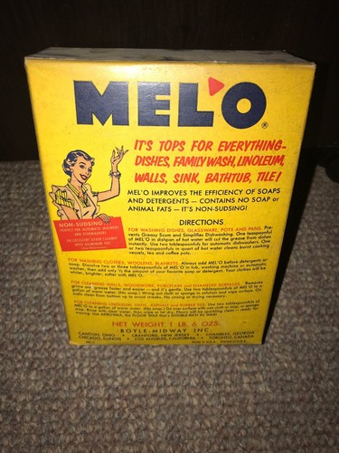 Vintage Melo Cleaner And Water Softber Dishes Laundry Detergent