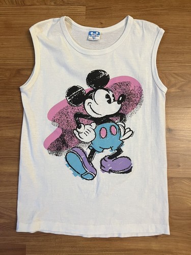 希少 【80's Disney】 \"Mickey タンクトップ　白足 new arrival vintage item 】 1980's “Disney” Official Mickey