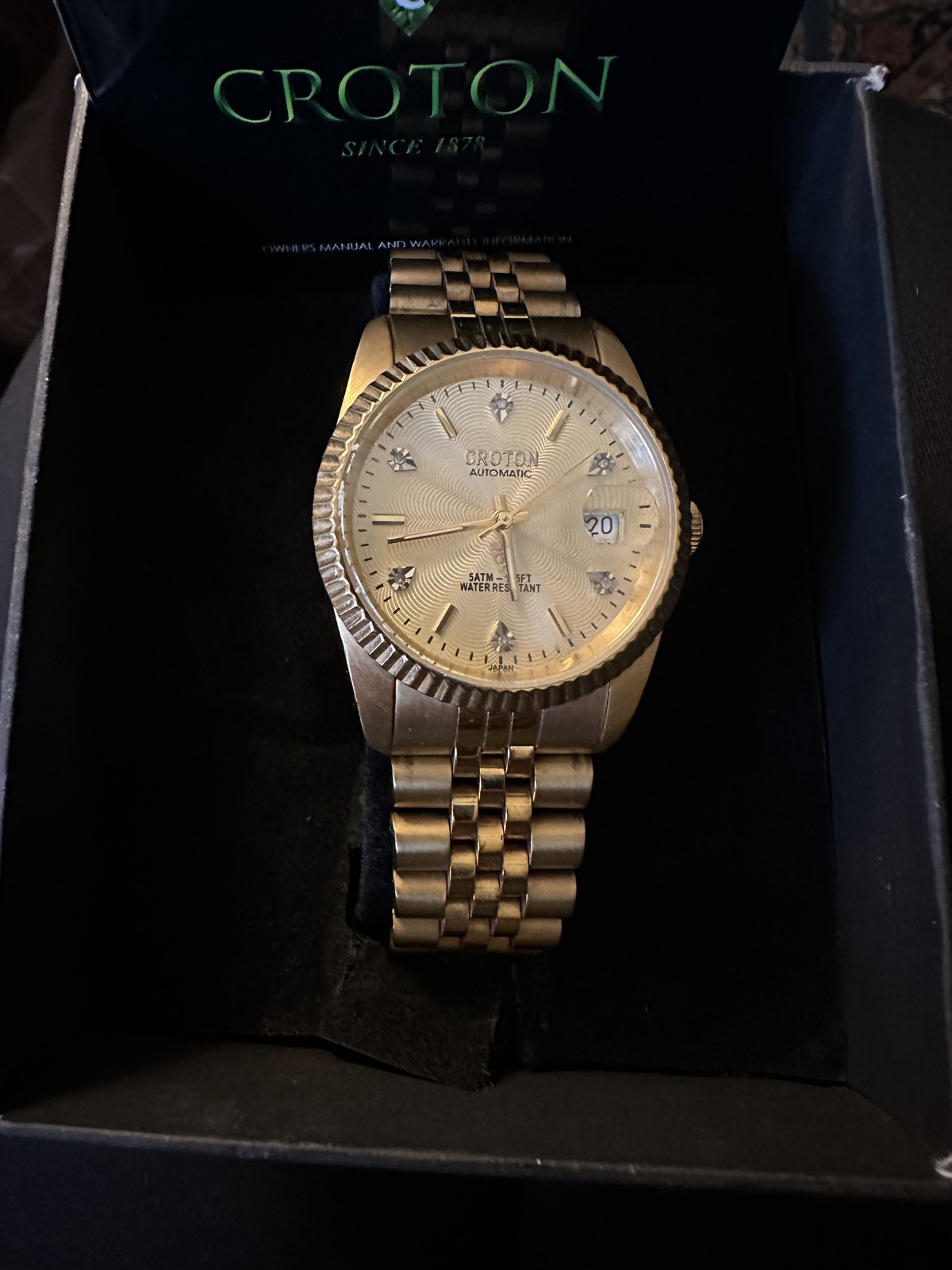 CROTON President Auto 6 Diamond Watch 5 ATM 50m Gold Plated?(New