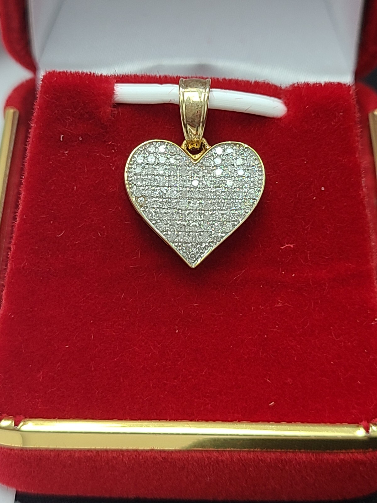 Pre-owned Handmade Deal 0.25ct Genuine Natural Round Diamond Heart Pendant Charm 10k Gold 20mm In I