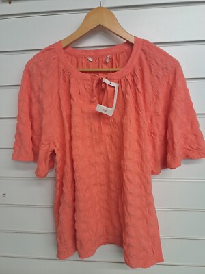 TU LADIES TIE NECK TEXTURED TOP ORANGE SIZE 10 (ref 1)