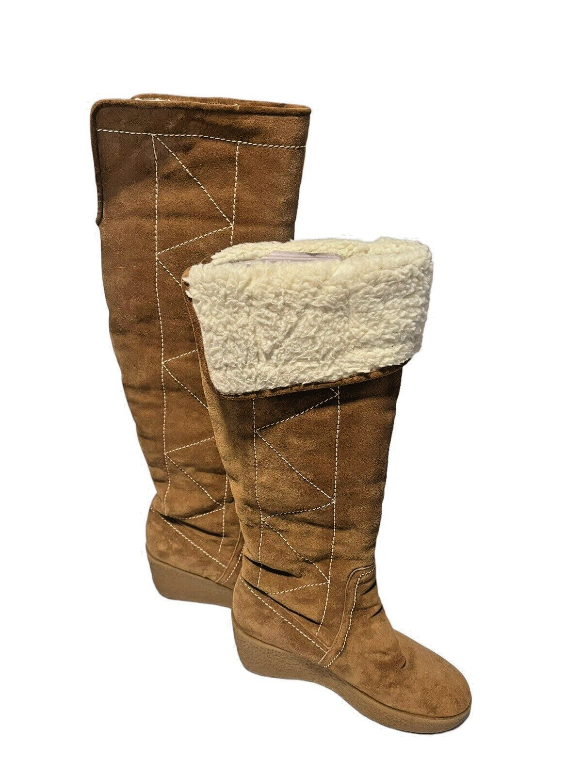 Michael Kors Crosby Suede Sherpa Lined Knee High Wedge Boots