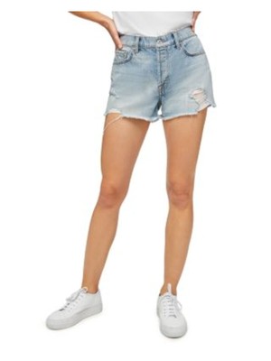 

7 FOR ALL MANKIND Женские голубые обрезанные шорты с высокой талией на молнии, Light blue, 7U704451