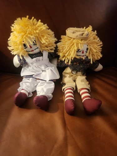 Vintage Raggedy Ann and Andy Rag Dolls 11 Inches