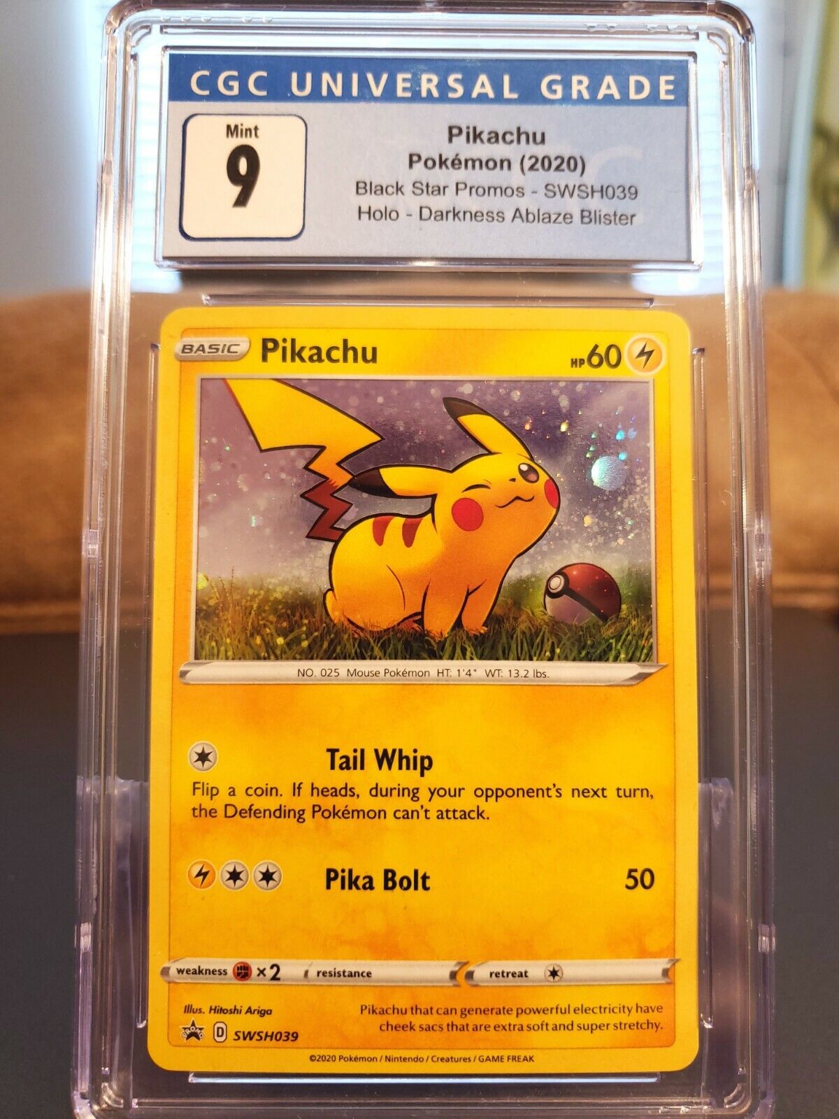 2020 Pokemon Pikachu Black Star Promo Holo SWSH039 - CGC 9 2020 Pokemon Pikachu Black Star Promo Holo SWSH039 - CGC 9