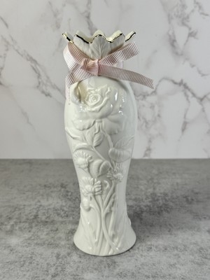 Lenox GIft Of Knowledge Breast Cancer Bud Vase w Gold Trim 8  Pink Ribbon