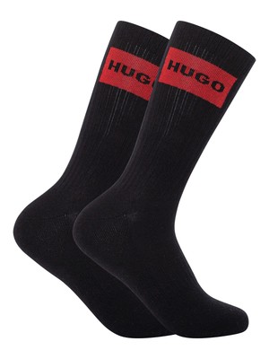 

Мужские носки с логотипом HUGO, 2 шт., черные, Черный