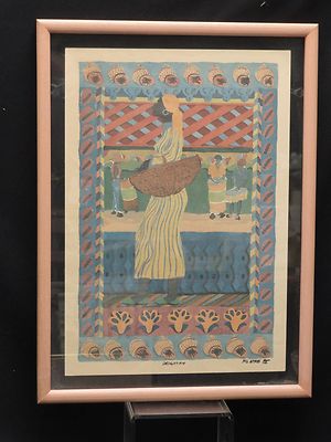 SEDUCTIVE ORIGINAL SIGNED PAINTING by M.L. (Lisa) ETRE w/ DOUBLE GLASS FRAME
