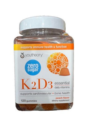 youtheory K2D3 Zero Sugar Gummies, 120 Count