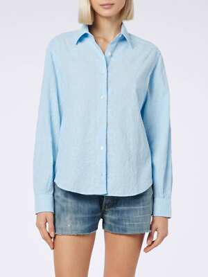 Pre-owned Mc2 Saint Barth Woman Classic Sangallo Cotton Shirt Meredith In Blue