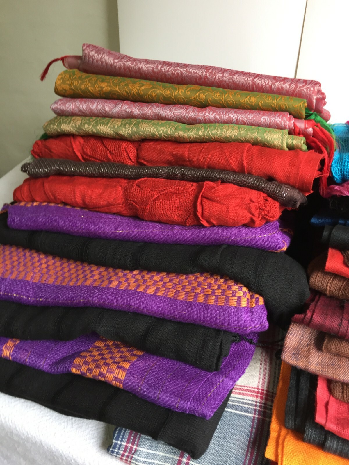 Authetic Indian scarves lot of 30+ varying colors and material