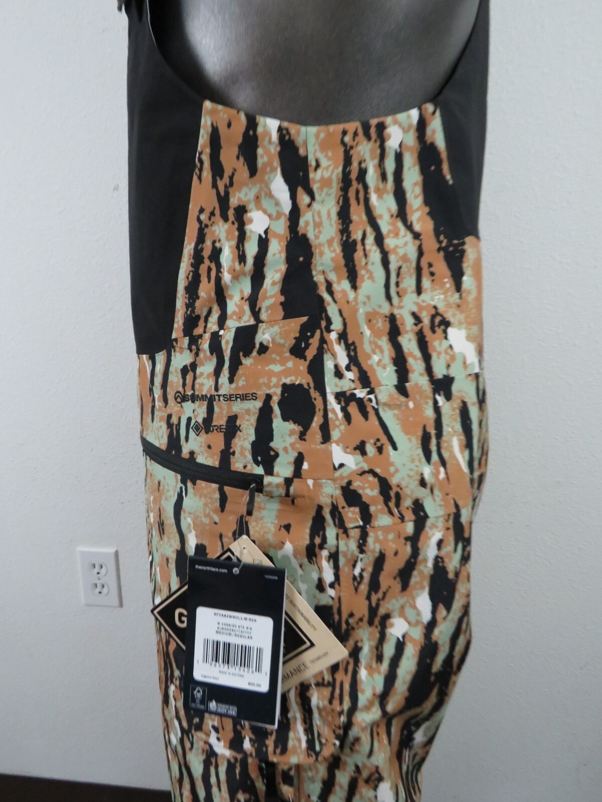 Pre-owned The North Face Mens North Face Summit Verbier Waterproof Gtx Gore Tex Shell Ski Bibs Pant Almon In Black