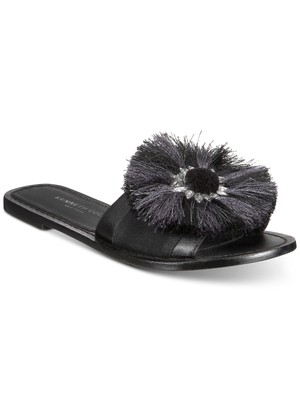 

KENNETH COLE Женские черные кожаные шлепанцы без шнуровки с бахромой и бахромой, размер 8,5 м, Черный, KLS8087FB
