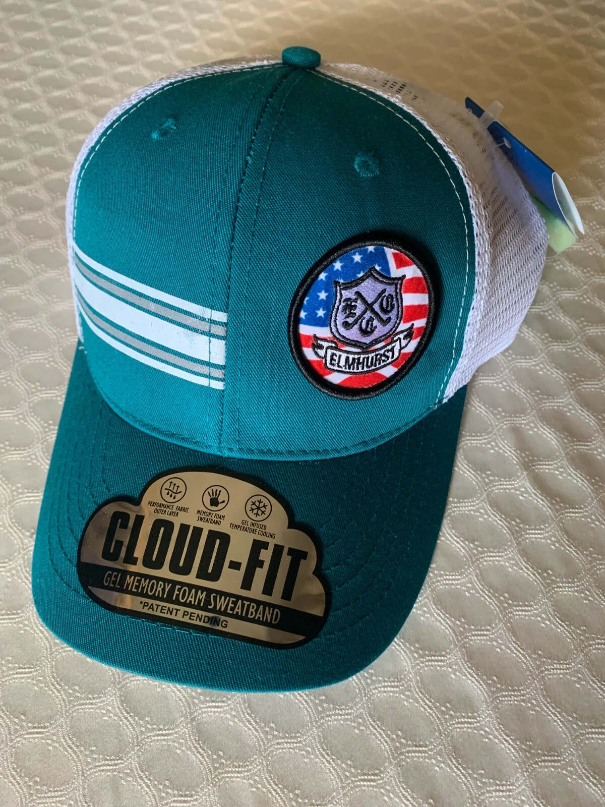 New ELMHURST Country Club Golf Hat Adjustable Teal/White