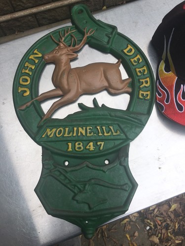Vtg John Deere Cast Door Mail Tractor Farm Implement Sign Holder Display